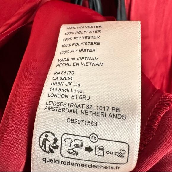 NWT Free People Arabella Satin Rubies Red Tie Back Blouse Sz XS Party Going Out - Picture 11 of 14